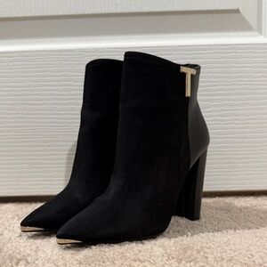 Ted Baker Black Heeled Boots Velvet/Leather